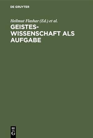 Imagen del vendedor de Geisteswissenschaft als Aufgabe (German Edition) [Soft Cover ] a la venta por booksXpress