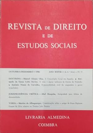 Seller image for REVISTA DE DIREITO E DE ESTUDOS SOCIAIS. [1986] for sale by Livraria Castro e Silva