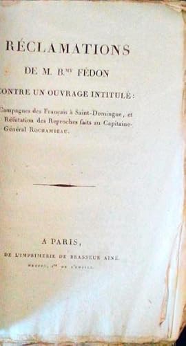 RÉCLAMATIONS DE M. Bmy. FÉDON CONTRE UN OUVRAGE INTITULÉ: