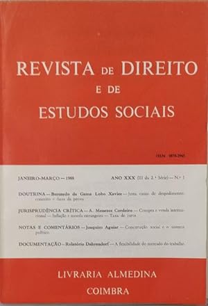 Seller image for REVISTA DE DIREITO E DE ESTUDOS SOCIAIS. [1988] for sale by Livraria Castro e Silva