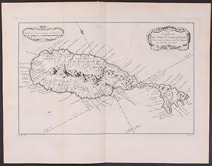 Map of Saint Kitts (Saint Christopher Island), Caribbean