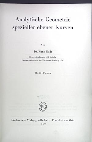 Seller image for Analytische Geometrie spezieller ebener Kurven for sale by books4less (Versandantiquariat Petra Gros GmbH & Co. KG)