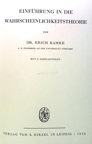 Bild des Verkufers fr Einfhrung in die Wahrscheinlichkeitstheorie. zum Verkauf von books4less (Versandantiquariat Petra Gros GmbH & Co. KG)