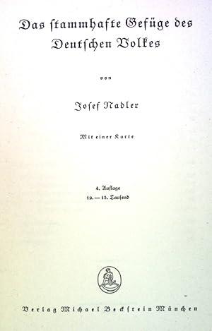 Seller image for Das Stammhafte Gefge des Deutschen Volkes. for sale by books4less (Versandantiquariat Petra Gros GmbH & Co. KG)