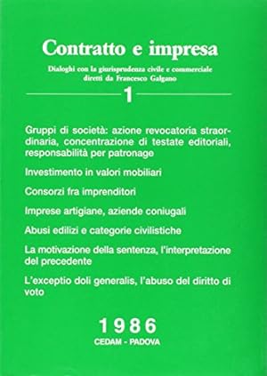 Bild des Verkufers fr Contratto e impresa. Dialoghi con la giurisprudenza civile e commerciale (1986) zum Verkauf von MULTI BOOK
