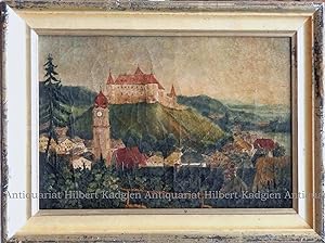 "Wörth an der Donau". Unsigniertes Ölbild auf Leinwand.