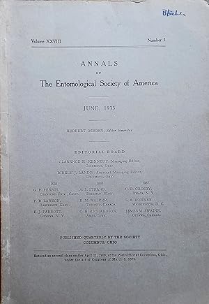 Imagen del vendedor de Annals of the Entomological Society of America -- June, 1935 Volume XXVIII, No. 2 a la venta por Moneyblows Books & Music