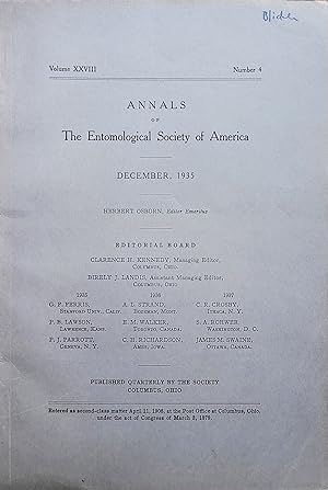 Imagen del vendedor de Annals of the Entomological Society of America -- December, 1935 Volume XXVIII, No. 4 a la venta por Moneyblows Books & Music