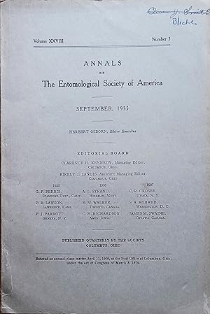 Imagen del vendedor de Annals of the Entomological Society of America -- September, 1935 Volume XXVIII, No. 3 a la venta por Moneyblows Books & Music