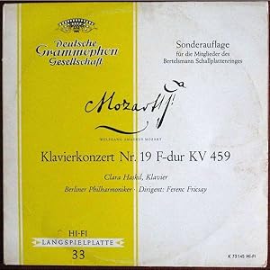 Seller image for Klavierkonzert Nr. 19 F-dur KV 459; Clara Haskil, Klavier (1895-1960) - Berliner Philharmoniker - Dirigent: Ferenc Fricsay - Vinyl Schallplatte 10", 33 1/3 RPM - Mono for sale by Walter Gottfried