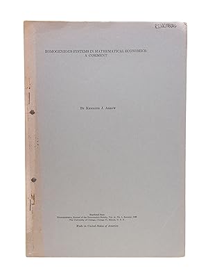 Bild des Verkufers fr Homogeneous Systems in Mathematical Economics: A Comment zum Verkauf von Maggs Bros. Ltd ABA, ILAB, PBFA, BA