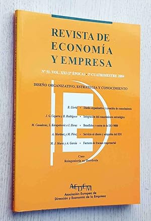 REVISTA DE ECONOMÍA Y EMPRESA. Nº 51. Diseño organizativo, estrategia y conociiento. (Vol XXI, 2ª...