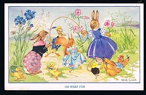 Oh What Fun Rabbits & Squirrels Postcard