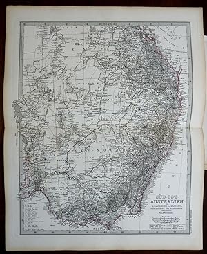 Eastern Australia Queensland New South Wales Victoria 1878 Stieler detailed map