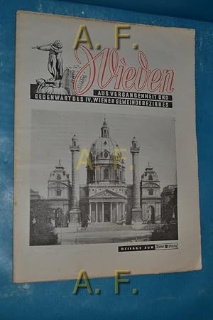 Imagen del vendedor de Wieden aus Vergangenheit und Gegenwart des IV. Wiener Gemeindebezirkes (Beilage zur Wiener Zeitung) a la venta por Antiquarische Fundgrube e.U.