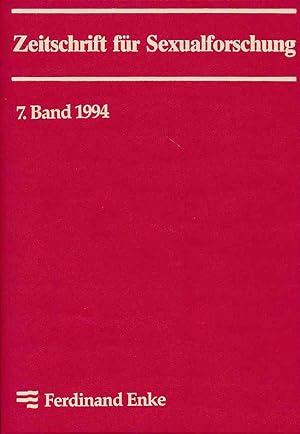 Bild des Verkufers fr Zeitschrift fr Sexualforschung. 7. Jahrgang, 1994. 4 Hefte. Mit Gunter Schmidt und Volkmar Sigusch. zum Verkauf von Fundus-Online GbR Borkert Schwarz Zerfa
