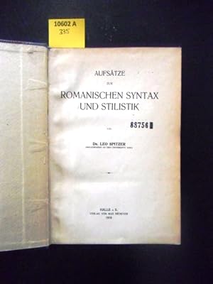 Bild des Verkufers fr Aufstze zur Romanischen Syntax und Stilistik. zum Verkauf von Augusta-Antiquariat GbR