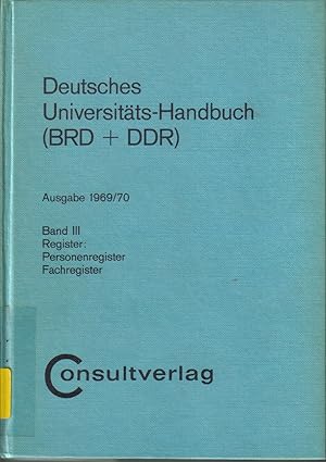 Deutsches Universitäts-Handbuch (BRD + DDR) Ausgabe 1969/70
