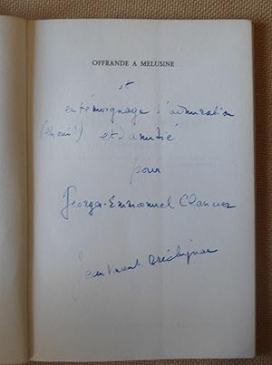 Seller image for Offrande  Mlusine Envoi autographe ddicace de Jean Vincent Brchignac  Georges Emmanuel Clancier for sale by Benot HENRY