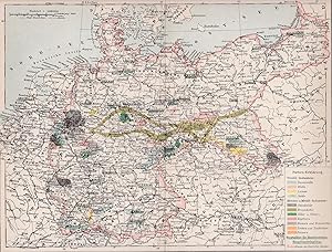Original historische Landkarte von 1895. Karte der Industrie, der Bergwerks- und der Hüttenproduk...