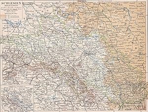 Bild des Verkufers fr Schlesien, Mastab 1 : 1 500 000; Nebenkarte: Umgebung von Breslau, Mastab 1 : 200 000 zum Verkauf von Antiquariat Kastanienhof
