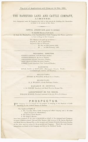 THE HANSFORD LAND & CATTLE COMPANY, LIMITED.PROSPECTUS