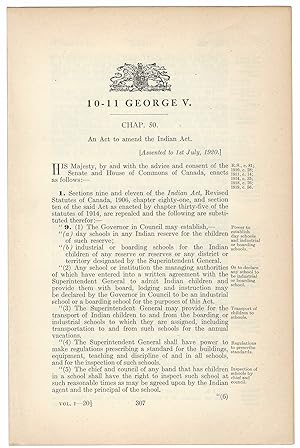 INDIAN ACT (1920). An Act to amend The Indian Act.