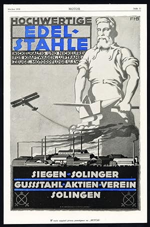 Antique Print-ADVERTISING-SIEGEN-SOLINGEN-CAST IRON-HASSE & WREDE-GERMANY-1917