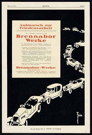 Antique Print-ADVERTISING-BRENNABOR-CARS-LANZ-AGRICULTURE-TRACTOR-GERMANY-1919