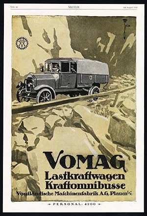Antique Print-ADVERTISING-HOLLMANN-BALL BEARINGS-VOMAG-TRUCK-BUS-GERMANY-1918