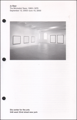 Immagine del venditore per Jo Baer : The Minimalist Years, 1960 - 1975 venduto da Specific Object / David Platzker