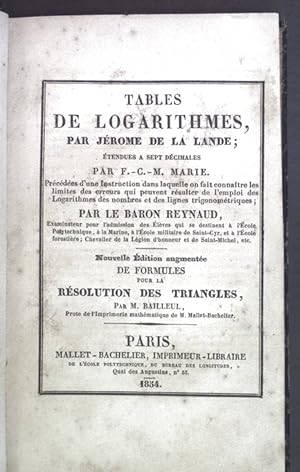 Seller image for Tables de Logarithmes: Etendues a sept decimales. for sale by books4less (Versandantiquariat Petra Gros GmbH & Co. KG)