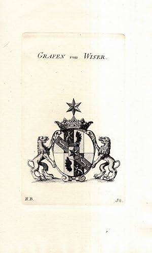 Imagen del vendedor de Grafen von Wiser. Kupferstich-Wappen. a la venta por Antiquariat Dennis R. Plummer