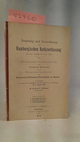 Ursprung und Entwicklung der Hamburgischen Rathsverfassung bis zum Stadtrecht von 1292. Inaugural...