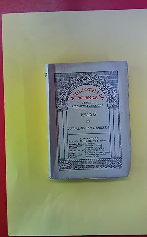 Bild des Verkufers fr Versos de Fernando de Herrera. Bibliotheca Romanica Band 232/236 Biblioteca Espaola zum Verkauf von biblion2