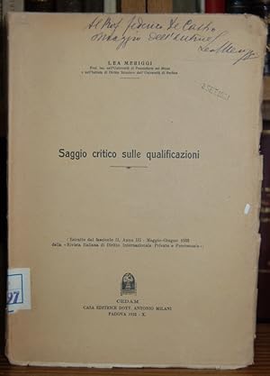 Imagen del vendedor de SAGGIO CRITICO SULLE QUALIFICAZIONI a la venta por Fbula Libros (Librera Jimnez-Bravo)