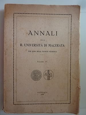 Annali della R. Università di Macerata per cura della Facoltà Giuridica Volume IV VALORE E REDDIT...