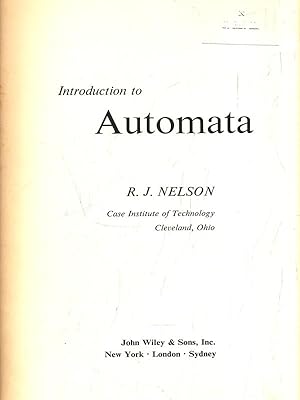 Bild des Verkufers fr Introduction to Automata zum Verkauf von Librodifaccia