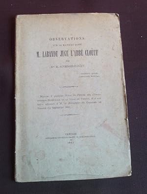 Observations sur la manière dont M. Labande juge l'abbé Cloüet