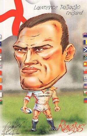 Lawrence Dallaglio 1999 Rugby Team Rare Artist Signed Postcard
