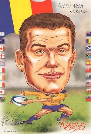 Petre Mitu Romania 1999 Rugby Team Rare Artist Signed Postcard