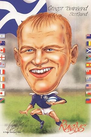 Gregor Townsend Scotland 1999 Rugby Team Rare Artist Signed Postcard