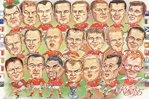 Wales Welsh Rugby Union 1999 Team Comic Caricature Postcard