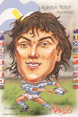 Agustin Pichot Argentina 1999 Rugby Team Rare Artist Signed Postcard