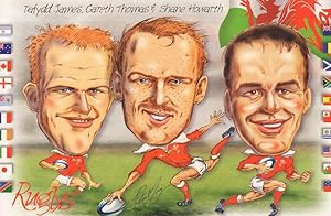 Dafydd James Gareth Thomas Shane Howarth Welsh Rugby Postcard