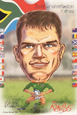 Joost VD Westhuizen South Africa 1999 Rugby Team Rare Artist Signed Postcard