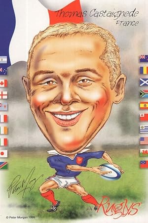 Thomas Castaignede France 1999 Rugby Team Rare Artist Signed Postcard