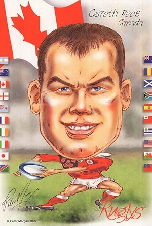 Gareth Rees Canada 1999 Rugby Team Rare Artist Signed Postcard