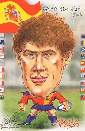 Alberto Malo Navio 1999 Spanish Rugby Team Rare Artist Signed Postcard