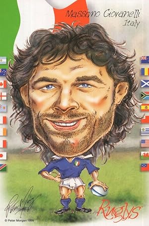 Massimo Giovanelli Italian 1999 Rugby Team Rare Artist Signed Postcard